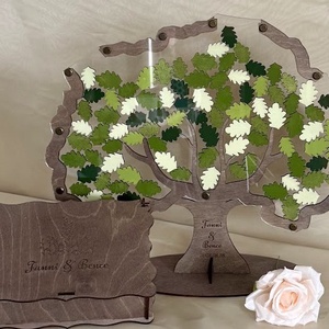 Esküvői vendégkönyv � Életfa vendégkönyv fa levelekkel, vagy virágokkal, Esküvő, Emlék & Ajándék, Vendégkönyv, Famegmunkálás, Gravírozás, pirográfia, MESKA