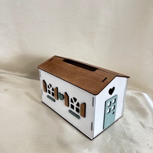 Kézzel festett fa zsebkendőtartó házikó � egyedi, dekoratív és praktikus lakásdísz - otthon & életmód - tárolás & rendszerezés - zsebkendőtartó - Meska.hu