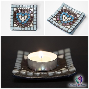 Üvegmozaik mécses vagy szappantartó mini mandala, Otthon & Életmód, Gyertya, illat, aroma, Mécses és mécsestartó, Mozaik, MESKA
