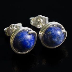Ezüst lapis lazuli fülbevaló - ékszer - fülbevaló - pötty fülbevaló - Meska.hu