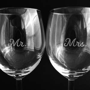 Páros borospohár - Mr. - Mrs., Otthon & Életmód, Konyhafelszerelés, tálalás, Tálalás, Boros poharak, szettek, Gravírozás, pirográfia, MESKA