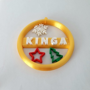 Arany névre szóló karácsonyfadísz  10 cm, elegáns 3D nyomtatás, Karácsony, Karácsonyi lakásdekoráció, Karácsonyfadíszek, Mindenmás, MESKA
