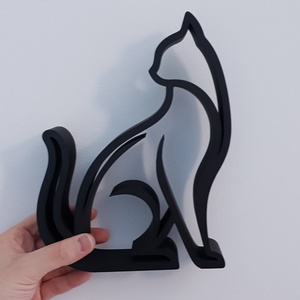 Modern fekete macska sziluett dekor � minimalista cicás asztali/polcdísz, 3D nyomtatott lakásdekor - otthon & életmód - dekoráció - dekoratív figurák és szobrok - Meska.hu
