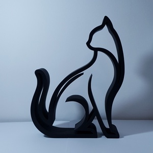 Modern fekete macska sziluett dekor � minimalista cicás asztali/polcdísz, 3D nyomtatott lakásdekor, Otthon & Életmód, Dekoráció, Dekoratív figurák és szobrok, , MESKA