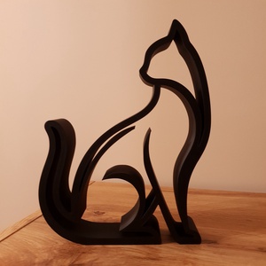 Modern fekete macska sziluett dekor � minimalista cicás asztali/polcdísz, 3D nyomtatott lakásdekor - otthon & életmód - dekoráció - dekoratív figurák és szobrok - Meska.hu