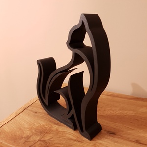 Modern fekete macska sziluett dekor � minimalista cicás asztali/polcdísz, 3D nyomtatott lakásdekor - otthon & életmód - dekoráció - dekoratív figurák és szobrok - Meska.hu