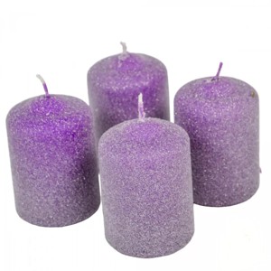 Bársony glitter henger gyertya 50x75 mm - lila szett, Kellékek & szerszámok, Dekorációs gyertya, Dekorációs kellékek, , MESKA