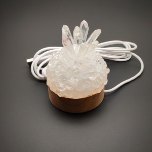 Hegyikristály hegyikristály félgömb ásvány hangulatlámpa fa talppal 6 cm, Kellékek & szerszámok, Ásvány alapanyag, , MESKA