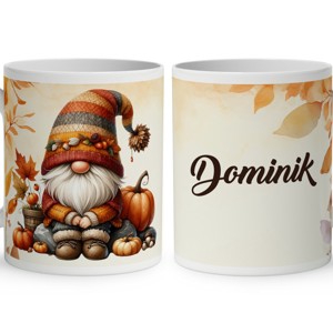 Névvel kérhető - Őszi manó és a tök mintás bögre - Meska.hu