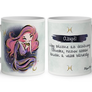 Személyre szabható - Rózsaszín hajú Csini Halak lány mintás bögre, Otthon & Életmód, Konyhafelszerelés, tálalás, Tálalás, Bögre & Csésze, , MESKA