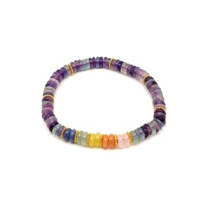 Fluorit ásvány karkötő 5 korong köves díszítéssel 62 mm, Ékszer, Karkötő, Ásványkarkötő, , MESKA