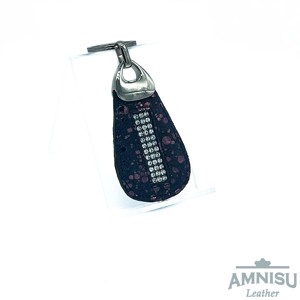 Metál lila pöttyös csepp alakú swarovski köves bőr kulcstartó H4027 - Meska.hu