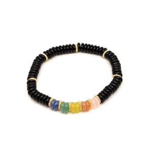 Ónix ásvány karkötő 5 korong köves díszítéssel 62 mm, Ékszer, Karkötő, Ásványkarkötő, , MESKA