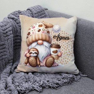 Névvel kérhető - Kávés manó cuki lajhárral mintás párna - otthon & életmód - lakástextil - párna & párnahuzat - díszpárna (belsővel együtt) - Meska.hu