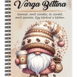 Személyre szabható - Kávés manó cókmókos mintás A5-ös füzet, Otthon & Életmód, Papír, írószer, Jegyzetfüzet & Napló, , MESKA