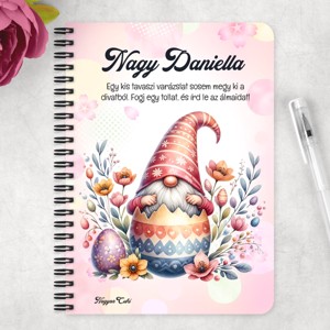 Személyre szabható - Virágos Húsvéti manó mintás A6-os füzet - otthon & életmód - papír, írószer - jegyzetfüzet & napló - Meska.hu