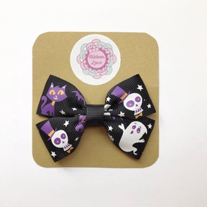 Halloween macska, szellem, koponya mintás dupla masnis hajcsat - Meska.hu