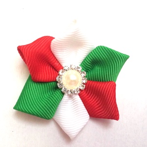 Nemzeti színű virágos hajcsat, kitűző, bross, hajgumi, kokárda - ékszer - kitűző és bross - kitűző - Meska.hu