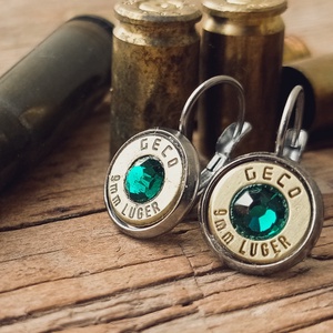 9mm Francia Kapcsos Fülbevaló - Smaragdzöld - Meska.hu