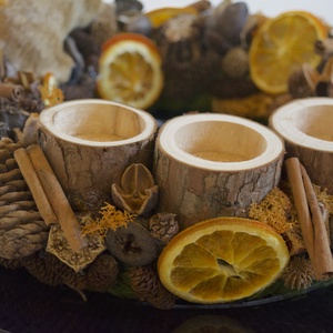 Narancsos-fahéjas mókusos adventi koszorú - karácsony - adventi díszek - adventi koszorú - Meska.hu