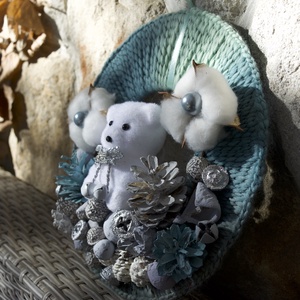 Zöld-menta jegesmedvés ajtódísz - karácsony - karácsonyi lakásdekoráció - karácsonyi ajtódíszek - Meska.hu