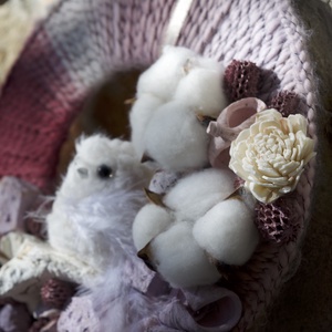 Púder-mályva baglyos ajtódísz - Meska.hu