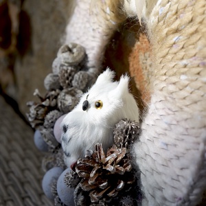 Hamvas bagoly ajtódísz - karácsony - karácsonyi lakásdekoráció - karácsonyi ajtódíszek - Meska.hu