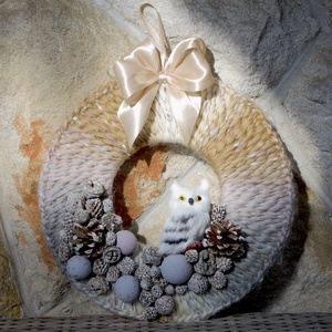 Hamvas bagoly ajtódísz - Meska.hu