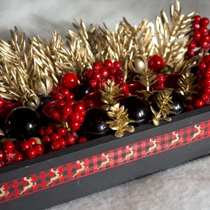 Fekete-piros-arany adventi dísz - karácsony - adventi díszek - adventi asztaldísz - Meska.hu