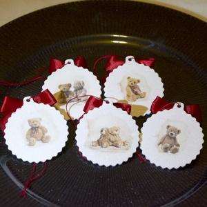 Kis fa karácsonyfadíszek � 5 darabos csomag - karácsony - karácsonyi lakásdekoráció - karácsonyfadíszek - Meska.hu