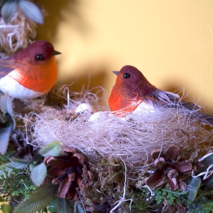 Tavaszi kopogtató, fészekkel, madárpárral - ünnepi díszek, dekorációk - húsvéti díszek és dekorációk - húsvéti ajtódísz, kopogtató - Meska.hu