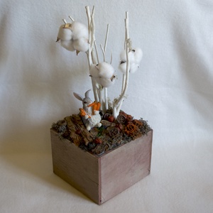 Dobozos nyuszis húsvéti asztaldísz - ünnepi díszek, dekorációk - húsvéti díszek és dekorációk - húsvéti asztaldíszek - Meska.hu