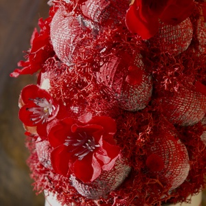 Piros tavaszi tojásfa  - ünnepi díszek, dekorációk - húsvéti díszek és dekorációk - húsvéti asztaldíszek - Meska.hu