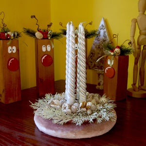 Csavart gyertyás bársony adventi koszorú  - Meska.hu