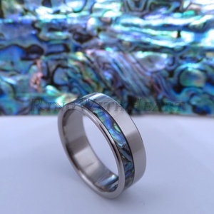 Titán vagy nemesacél gyűrű abalone kagylóval, Esküvő, Ékszer, Karikagyűrű, Ékszerkészítés, MESKA