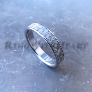 Titán vagy nemesacél aganccsal, agancs gyűrű, jegygyűrű, eljegyzési gyűrű, születésnapi ajándék - esküvő - ékszer - karikagyűrű - Meska.hu