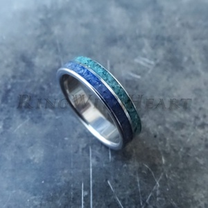 Titán vagy nemesacél gyűrű türkizzel és akvamarinnal, türkiz gyűrű, jegygyűrű, eljegyzési gyűrű, akvamarin gyűrű - Meska.hu