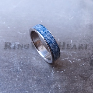 Titán vagy nemesacél gyűrű akvamarinnal, akvamarin gyűrű, jegygyűrű, eljegyzési gyűrű, születésnapi ajándék - esküvő - ékszer - karikagyűrű - Meska.hu