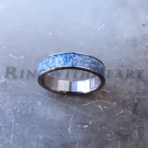 Titán vagy nemesacél gyűrű akvamarinnal, akvamarin gyűrű, jegygyűrű, eljegyzési gyűrű, születésnapi ajándék - esküvő - ékszer - karikagyűrű - Meska.hu