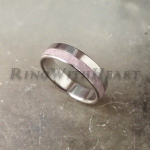 Titán vagy nemesacél gyűrű rózsakvarccal, rózsakvarc gyűrű, jegygyűrű, eljegyzési gyűrű, Valentin napi ajándék - Meska.hu