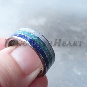 Titán vagy nemesacél gyűrű lápisszal, türkizzel és holdkővel, türkiz gyűrű, jegygyűrű, eljegyzési gyűrű, holdkő, lápisz, Esküvő, Ékszer, Karikagyűrű, Ékszerkészítés, MESKA