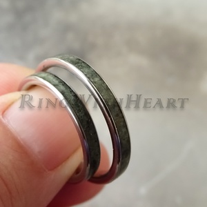 Titán vagy nemesacél gyűrűpár kanadai jádéval, vékony jade gyűrű, jegygyűrű, eljegyzési gyűrű - Meska.hu