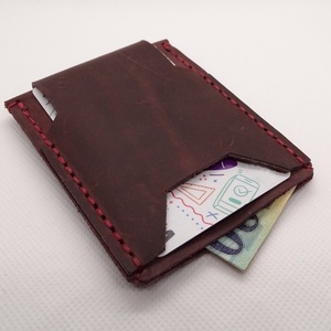 Kézzel varrt valódi marhabőr irattartó, vékony kártyatartó, minimalista bankkártyatartó, modern, ballagási ajándék - Meska.hu
