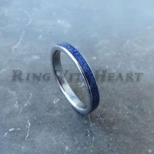 Titán vagy nemesacél gyűrű lápisz lazulival, keskeny lápisz gyűrű, jegygyűrű, eljegyzési gyűrű, lazurit gyűrű, Esküvő, Ékszer, Karikagyűrű, Ékszerkészítés, MESKA