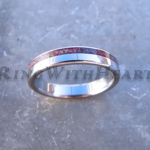 Titán vagy nemesacél gyűrű korallal, korall gyűrű, jegygyűrű, eljegyzési gyűrű, Valentin napi ajándék - esküvő - ékszer - karikagyűrű - Meska.hu