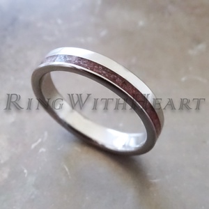 Titán vagy nemesacél gyűrű korallal, korall gyűrű, jegygyűrű, eljegyzési gyűrű, Valentin napi ajándék, Esküvő, Ékszer, Karikagyűrű, Ékszerkészítés, MESKA