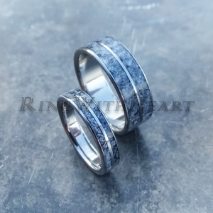 Titán vagy nemesacél gyűrűpár kianittal, kianit gyűrű, jegygyűrű, eljegyzési gyűrű, karikagyűrű, évfordulós ajándék, Esküvő, Ékszer, Karikagyűrű, Ékszerkészítés, MESKA