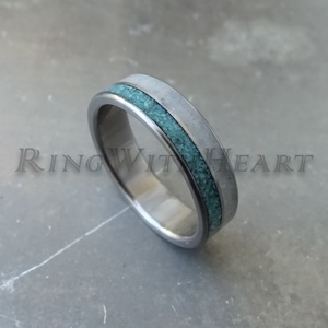 Titán vagy nemesacél gyűrű türkizzel és holdkővel, türkiz gyűrű, jegygyűrű, eljegyzési gyűrű, holdkő gyűrű - Meska.hu