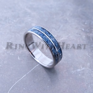 Titán vagy nemesacél gyűrű kianittal, kianit gyűrű, jegygyűrű, eljegyzési gyűrű, Valentin napi ajándék - Meska.hu