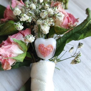 Pandora típusú szív gyöngy babahajjal, anyatejjel, esküvői virággal KICSI - ékszer - karkötő - bogyós karkötő - Meska.hu